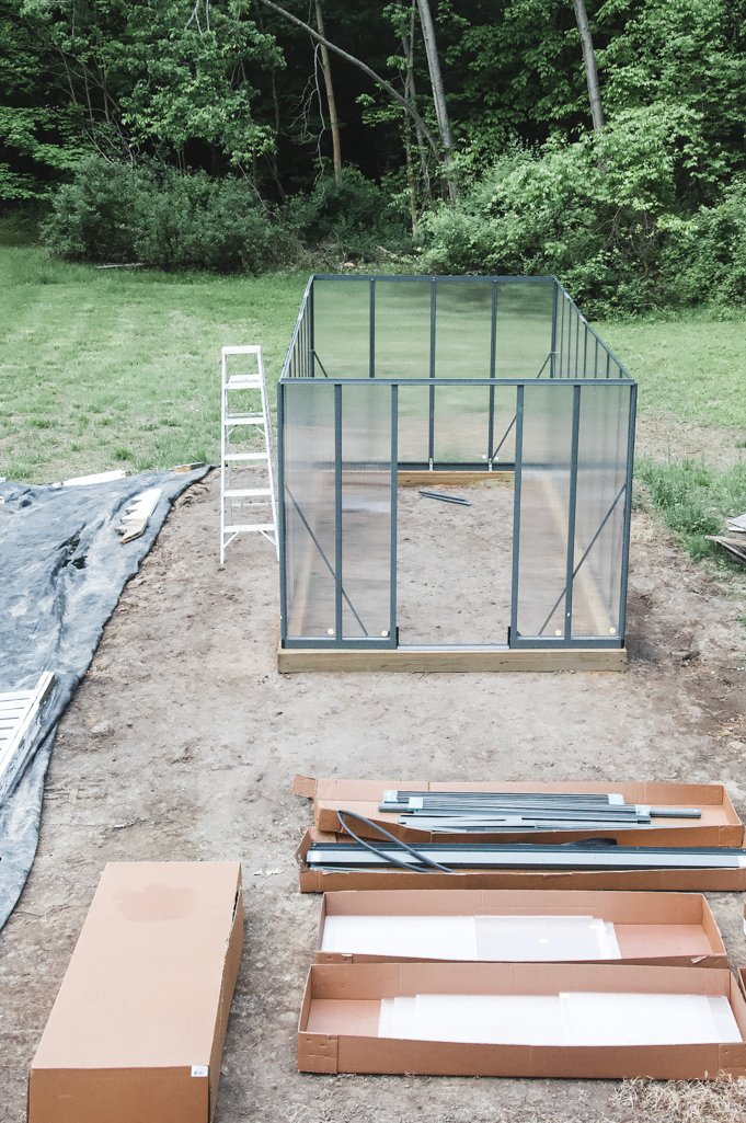 building a greenhouse halfway done