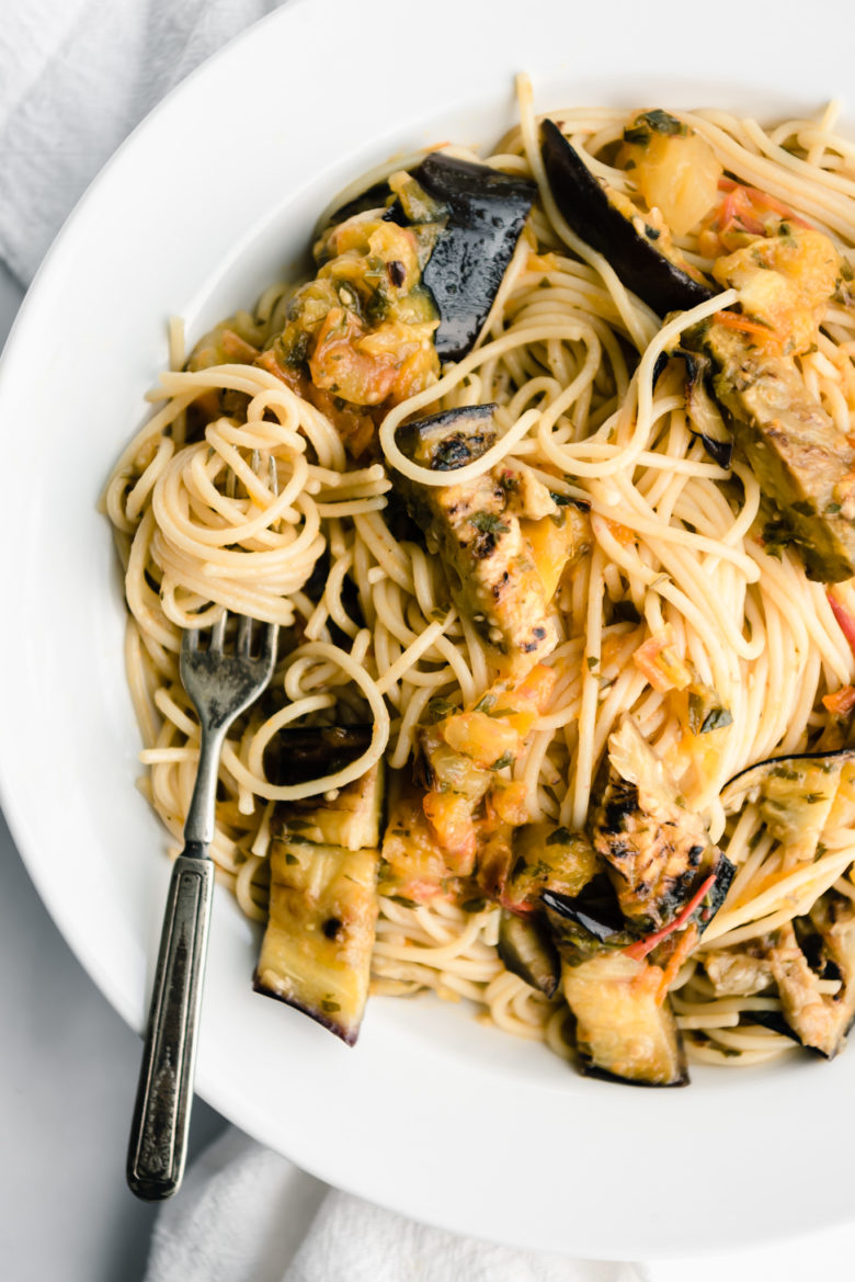 Eggplant Spaghetti - GROWING WITH GERTIE