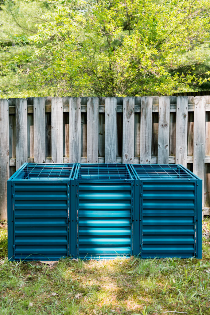 gardener's supply demeter 3-bin composter in blue